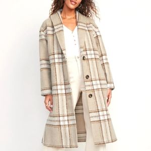 Relaxed, plaid, soft brushed overcoat, new with tags